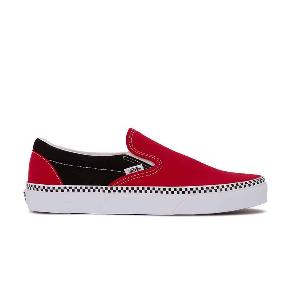 Vans Boys 10 Slip On Checkerboard Skate Shoe Red Black VN000EX82EA